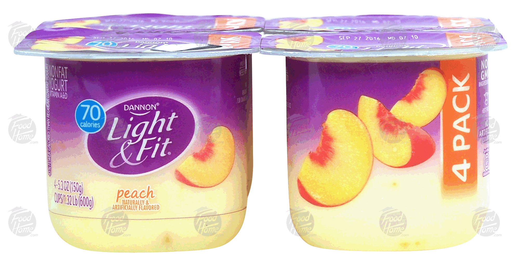 Dannon Light & Fit peach flavored nonfat yogurt, 5.3-oz. Full-Size Picture